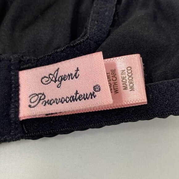 Agent Provocateur Evalyne Black Silk Bra 36B New/Defect - Picture 12 of 16